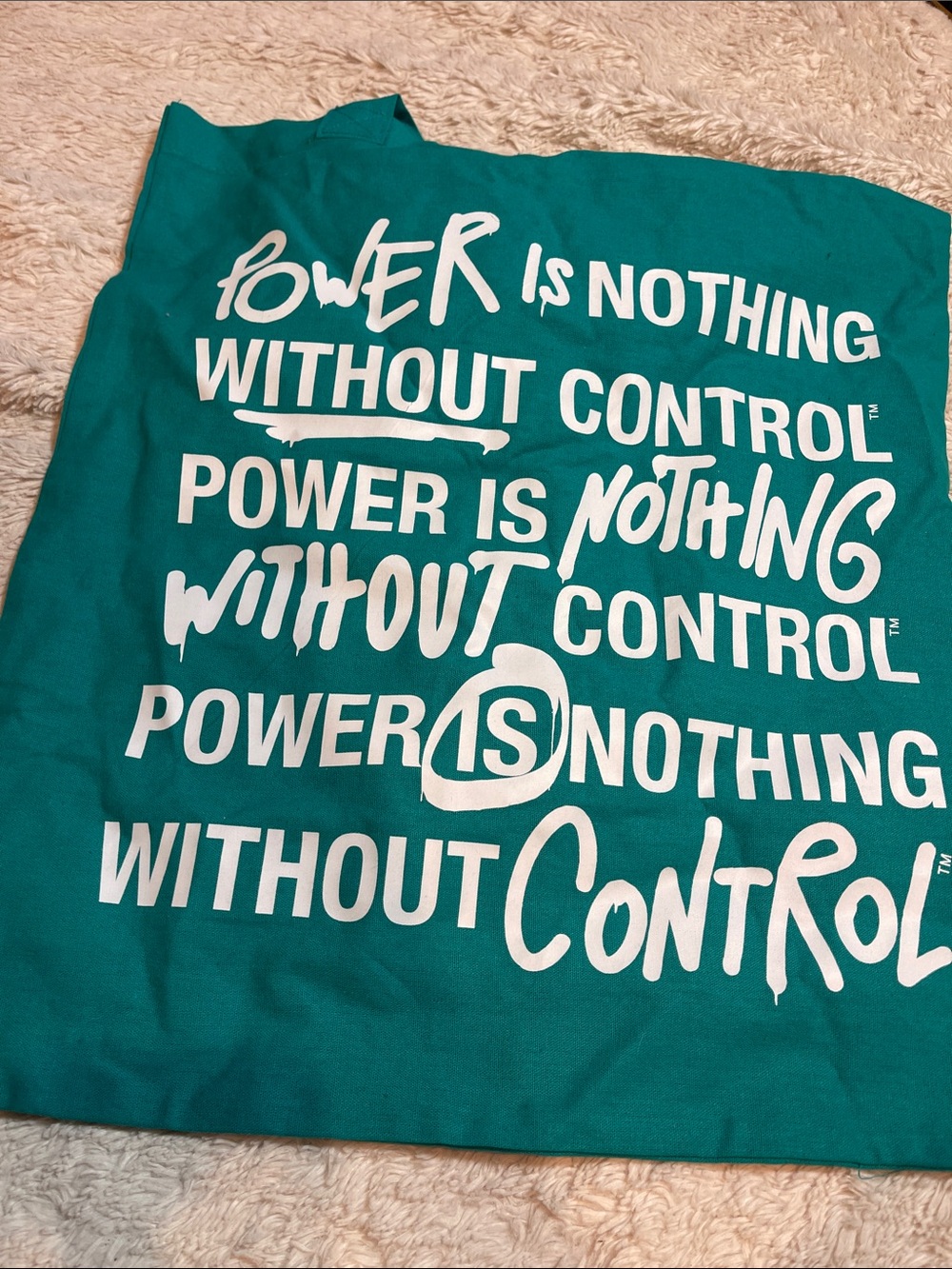 Women’s Teal Graphic Top - 'Power Is Nothing Without Control' pirelli tote bag